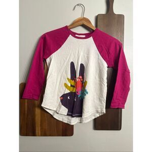 Tea Collection Pink White Purple Fruit Bunny Print Long Sleeve T-Shirt Size 8